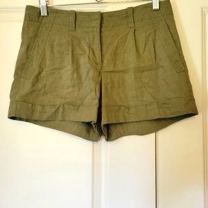 Theory Lorie Green Linen Blend Shorts